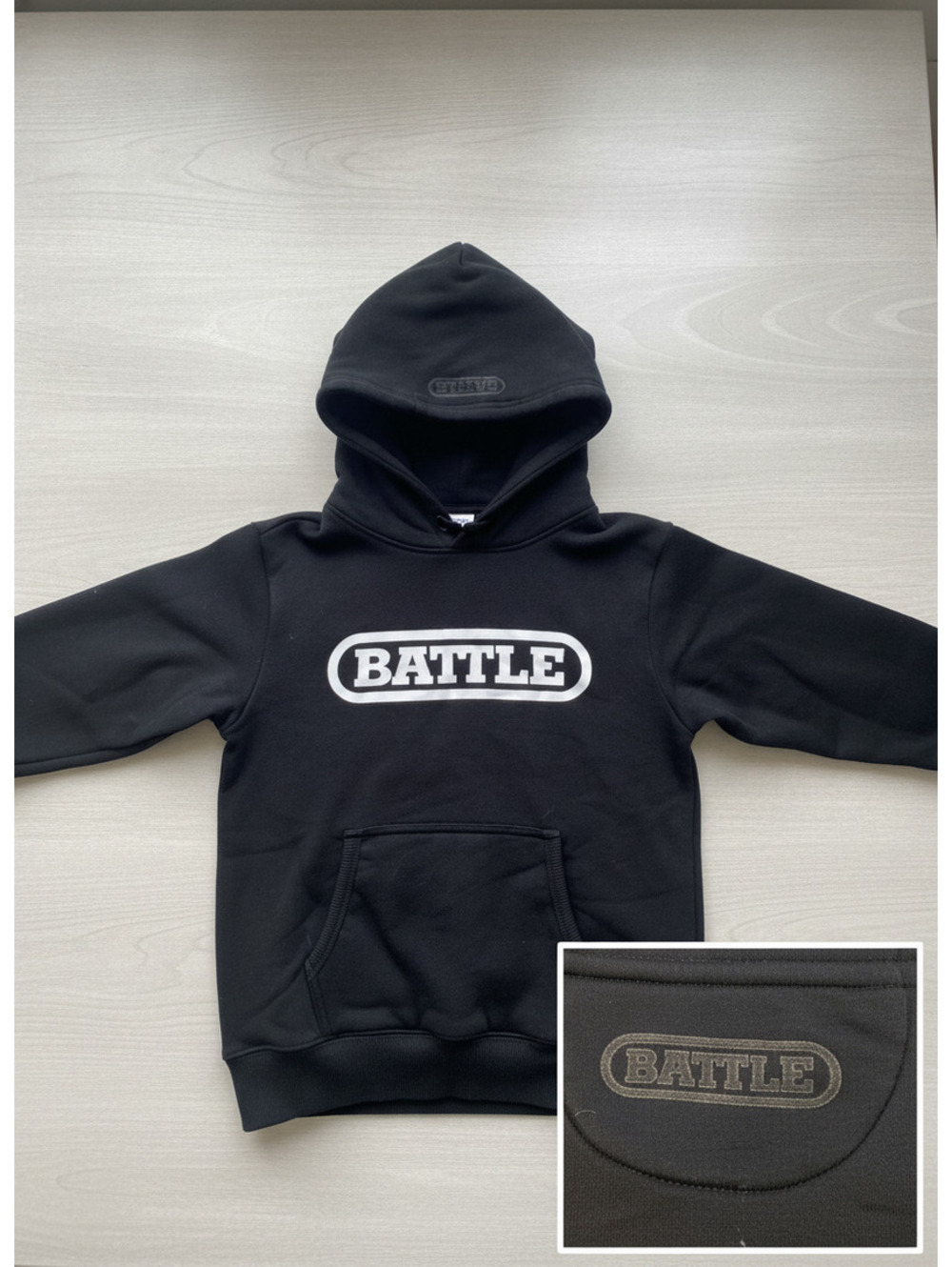 BATTLE Black Hoodie Youth Small Cotton-Polyester Blend - Picture 1 of 4